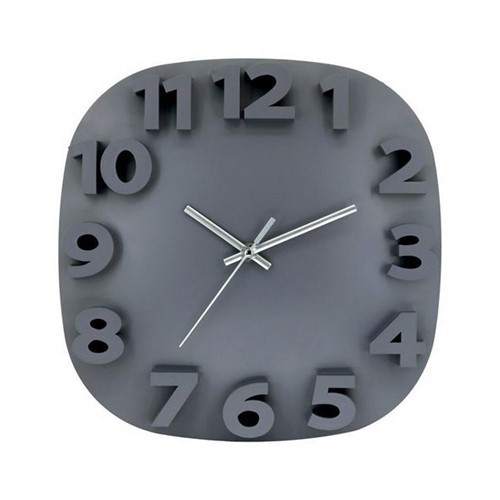 RELOJ PARED CUADRADO GRIS 3D 30.5CMS